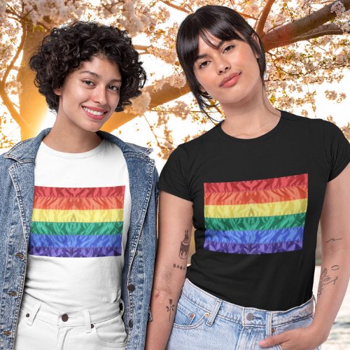 Gay Pride Classic Faux Silk Rainbow Flag LGBT Cool T_Shirt