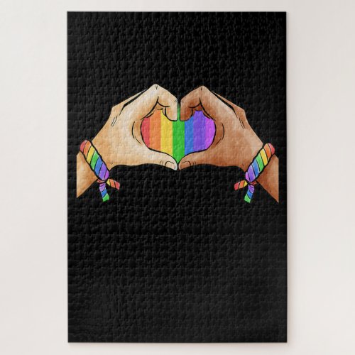 Gay Pride Clothing LGBT Rainbow Flag Heart Unicorn Jigsaw Puzzle