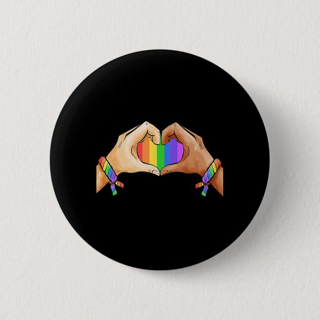 Gay Pride Clothing LGBT Rainbow Flag Heart Unity  Button (Front)