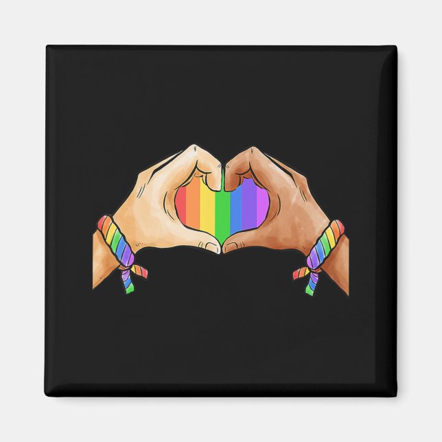 Gay Pride Clothing LGBT Rainbow Flag Heart Unity  Magnet (Front)
