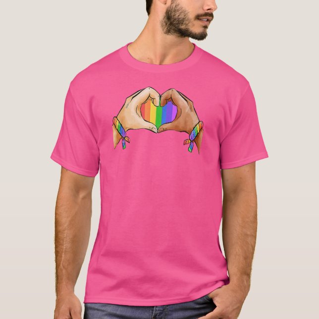 Gay Pride Clothing Lgbt Rainbow Flag  Heart Unity T-Shirt (Front)