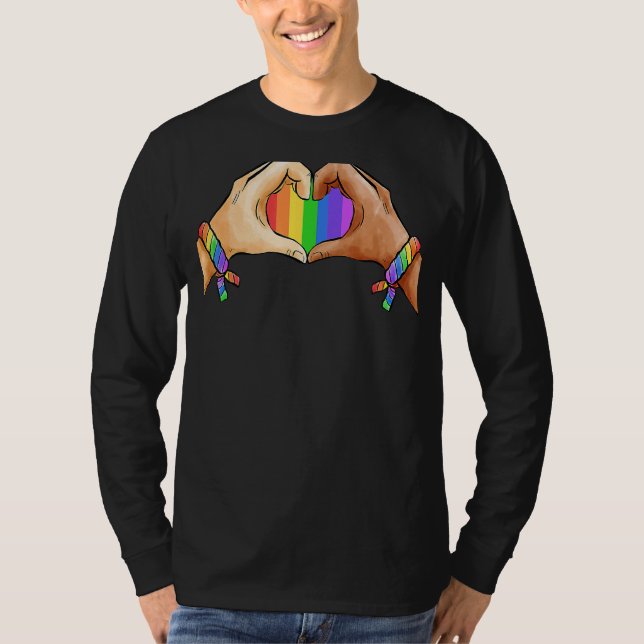 Gay Pride Clothing Lgbt Rainbow Flag  Heart Unity  T-Shirt (Front)