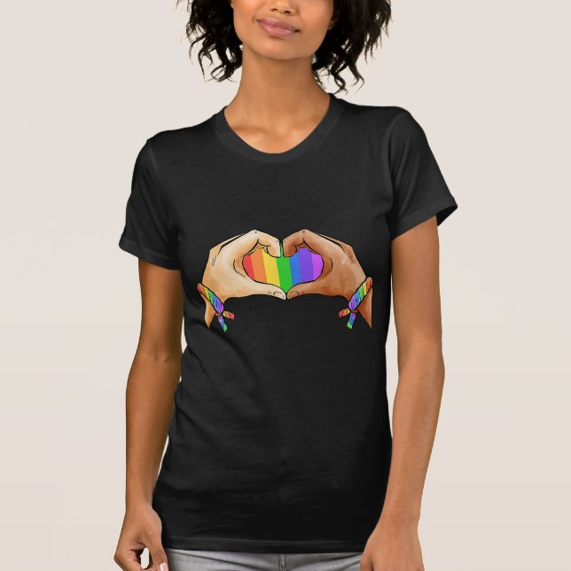 Gay Pride Clothing LGBT Rainbow Flag Heart Unity  T-Shirt (Front)