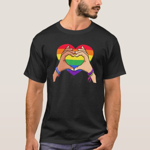 Gay Pride Clothing LGBT Rainbow Flag Heart Unity   T_Shirt