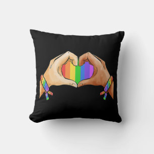 Gay Pride Clothing LGBT Rainbow Flag Heart Unity Throw Pillow