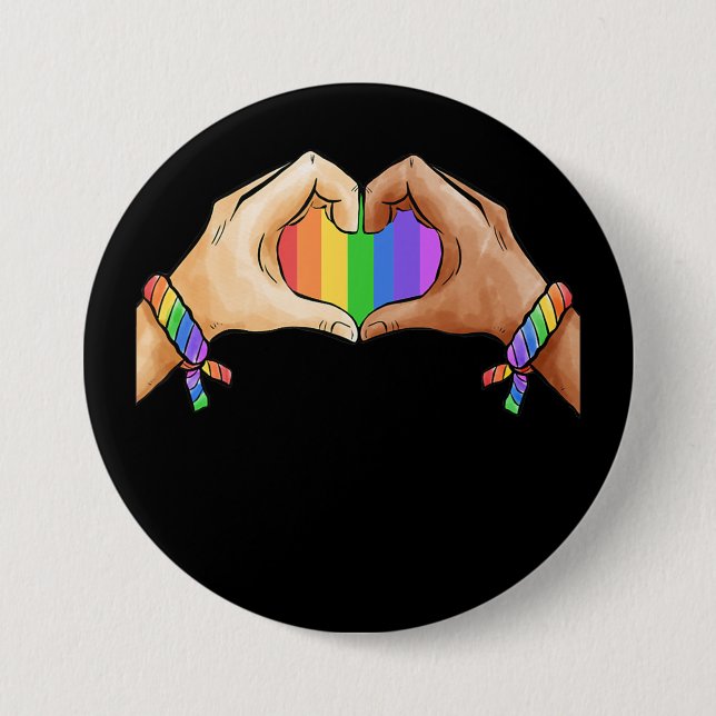 Gay Pride Clothing Lgbt Rainbow Flag T Heart Button (Front)