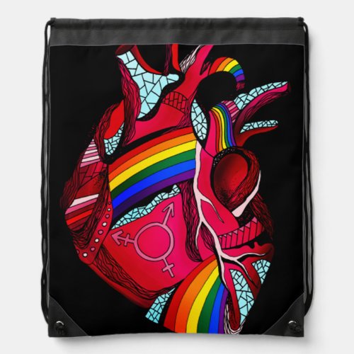 Gay Pride Clothing LGBT Rainbow Flag T shirt Tee H Drawstring Bag