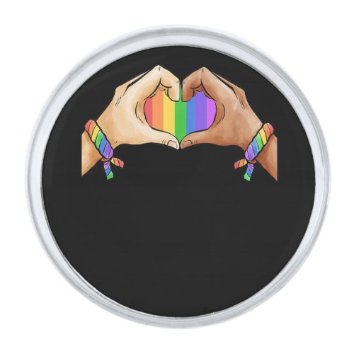 Gay Pride Clothing LGBT Rainbow Flag T shirt Tee H Silver Finish Lapel Pin