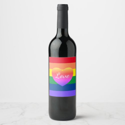 Gay Pride Colorful Rainbow Flag LGBTQ Wine Label