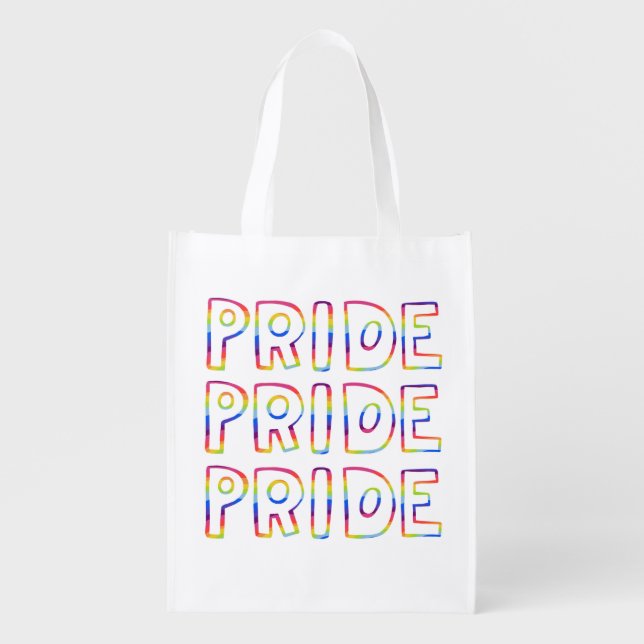 GAY PRIDE Colorful Rainbow  Grocery Bag (Front)