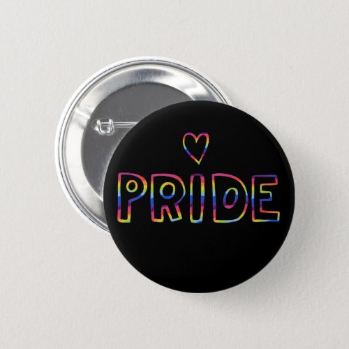 GAY PRIDE Colorful Rainbow Heart Black   Button