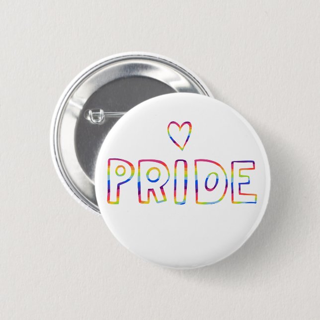 GAY PRIDE Colorful Rainbow Heart  Button (Front & Back)