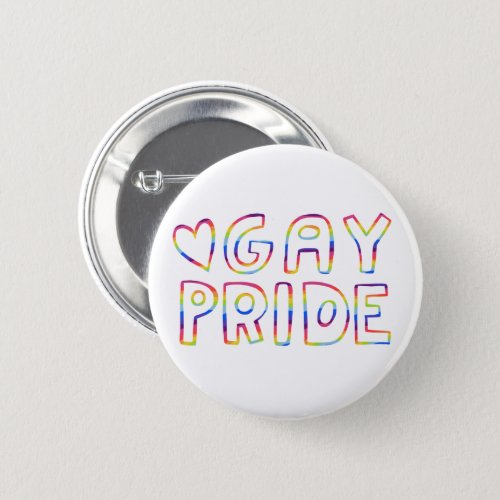 GAY PRIDE Colorful Rainbow Heart  Button