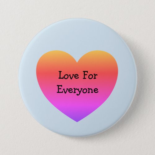 Gay Pride Colorful Rainbow Heart Love For Everyone Button