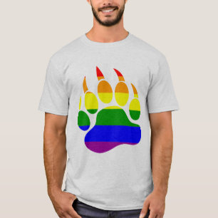 Gay Pride Colors Bear Paw Rainbow Flag T-Shirt