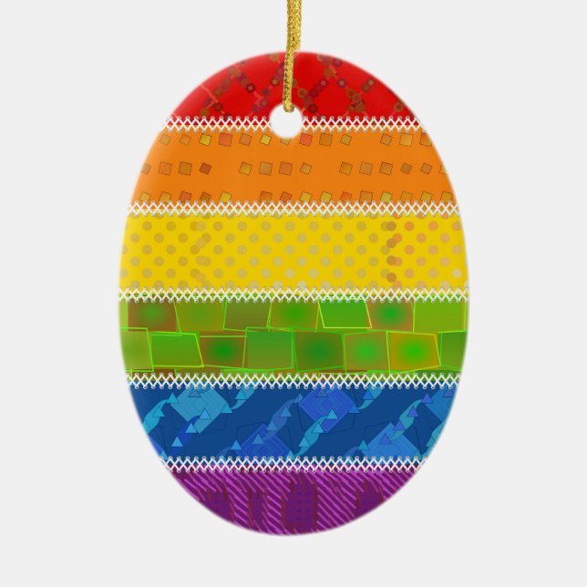Gay Pride Colors Ceramic Ornament (Front)