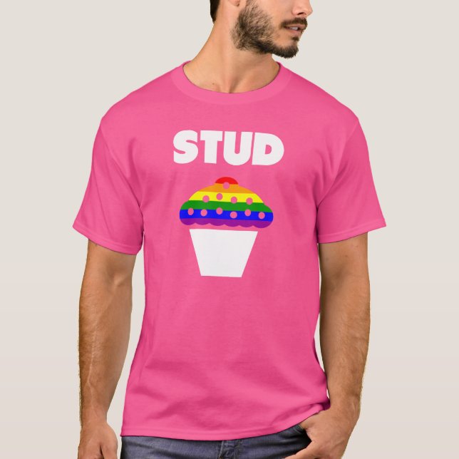 GAY PRIDE COLORS RAINBOW FLAG STUD MUFFIN T-Shirt (Front)