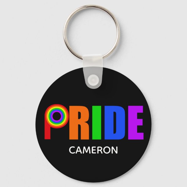 Gay Pride Cool Personalized LGBTQ Keychain (Front)