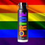 Gay Pride Cool Rainbow Personalized LGBTQ Water Bottle<br><div class="desc">Customize this cool LGBTQ Gay Pride water bottle with your name in white cursive script. A bold personalized rainbow color LGBT gift for a queer friend.</div>