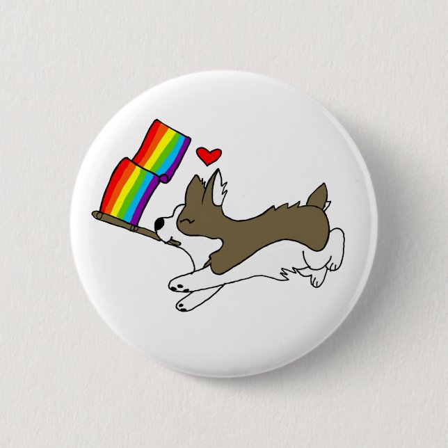 Gay Pride Corgi Pin (Front)