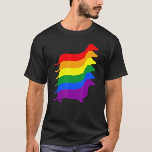 Gay Pride Dachshund Lgbt Rainbow Flag Awareness T_Shirt