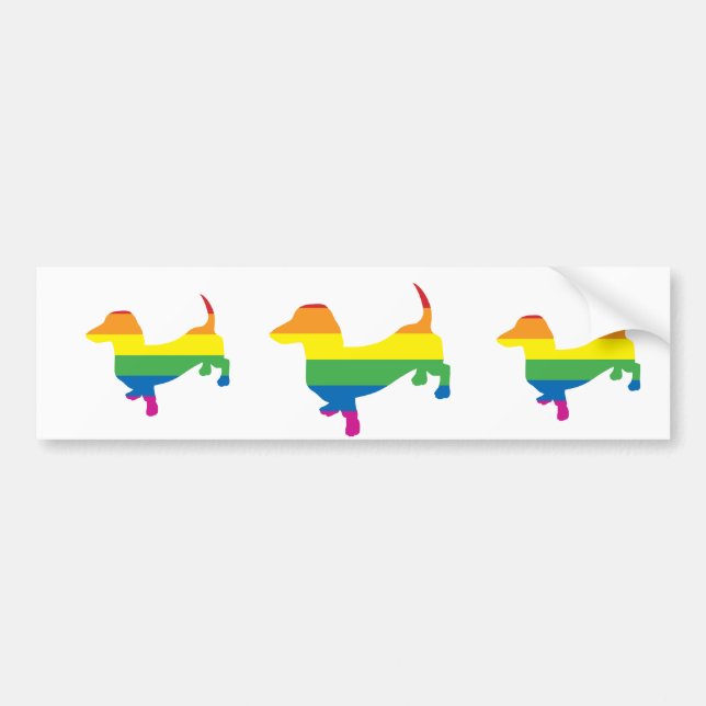 Gay Pride Dachshund/Wiener Bumper Sticker (Front)