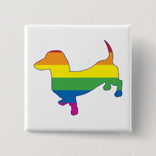 Gay Pride Dachshund/Wiener Button