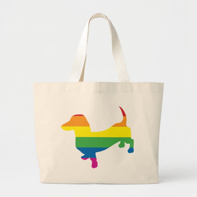 Gay Pride Dachshund/Wiener Large Tote Bag (Front)