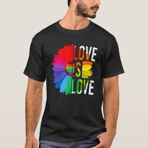 Gay Pride Daisy Rainbow Lgbt Love Is Love Lgbtq T_Shirt