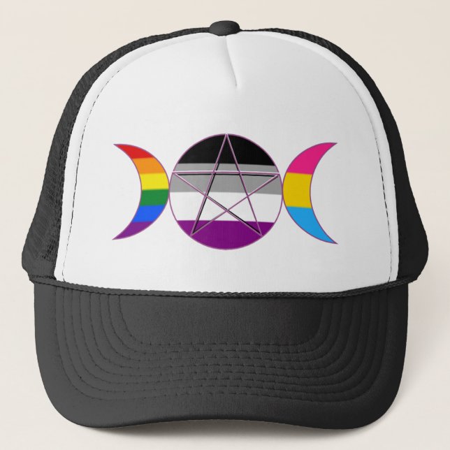 Gay Pride Demi Pan Goddess Symbol Trucker Hat (Front)