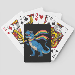 Gay Pride Dino Trex Rainbow Flag Lgbt Ally  Poker Cards