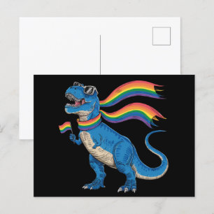 Gay Pride Dino Trex Rainbow Flag Lgbt Ally Postcard