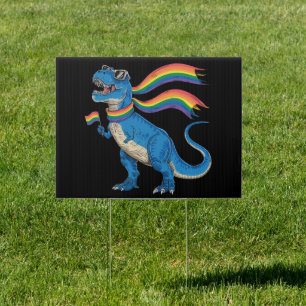 Gay Pride Dino Trex Rainbow Flag Lgbt Ally  Sign