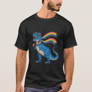 Gay Pride Dino Trex Rainbow Flag Lgbt Ally  T-Shirt