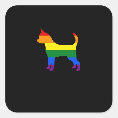 Gay Pride Dog Chihuahua Rainbow Flag Square Sticker