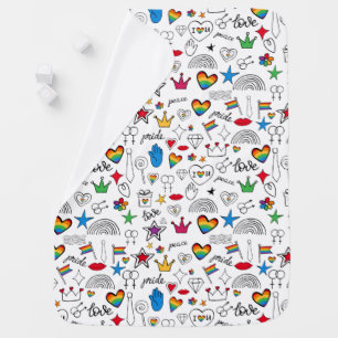 Gay Pride Doodle Pattern Baby Blanket