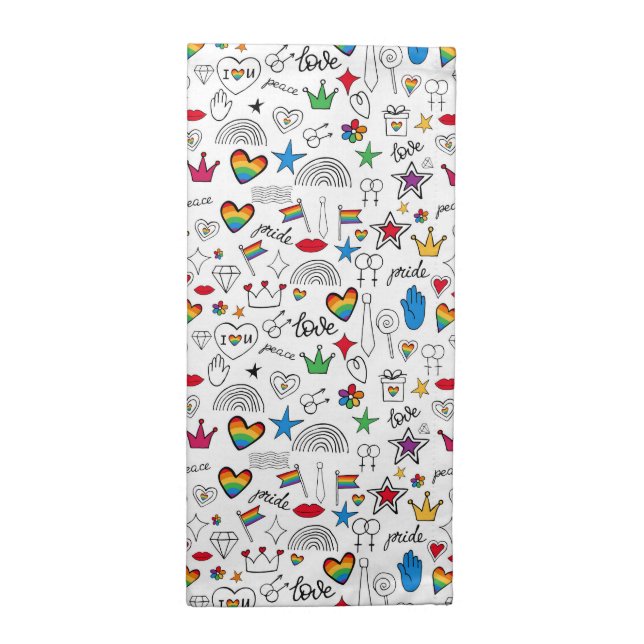 Gay Pride Doodle Pattern Cloth Napkin (Half Fold)