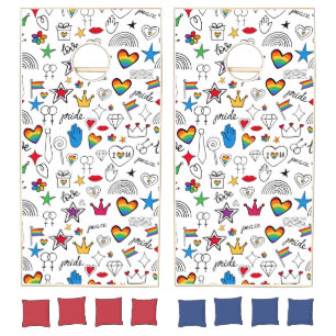 Gay Pride Doodle Pattern Cornhole Set