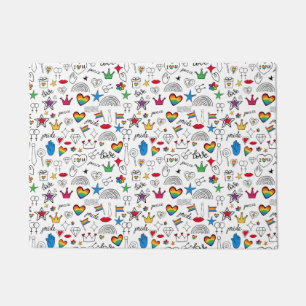 Gay Pride Doodle Pattern Doormat