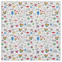 Gay Pride Doodle Pattern Fabric