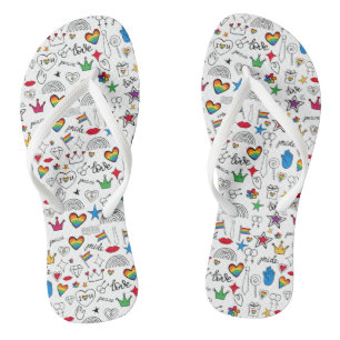 Gay Pride Doodle Pattern Flip Flops