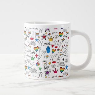 Gay Pride Doodle Pattern Giant Coffee Mug