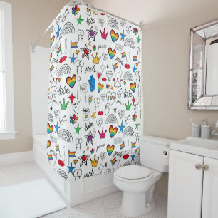 Gay Pride Doodle Pattern Shower Curtain