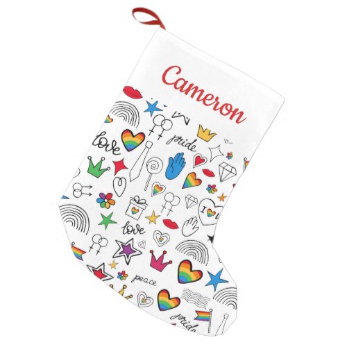 Gay Pride Doodle Pattern Small Christmas Stocking