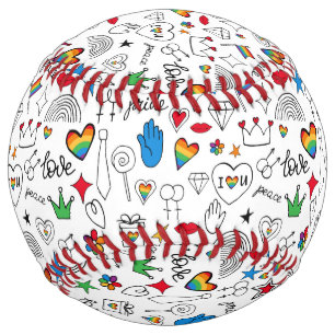 Gay Pride Doodle Pattern Softball