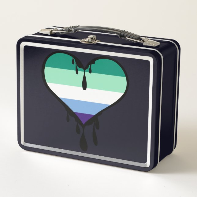 Gay Pride Dripping Heart Metal Lunch Box (Front)