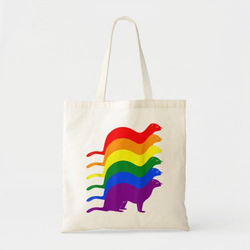 Gay Pride Ferret LGBT Rainbow Flag Awareness  Tote Bag