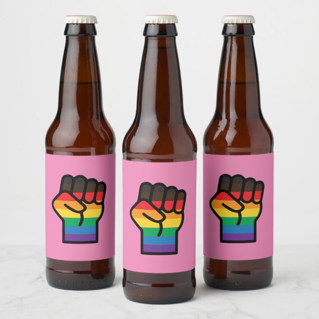 Gay Pride Fist Beer Bottle Label (Bottles)