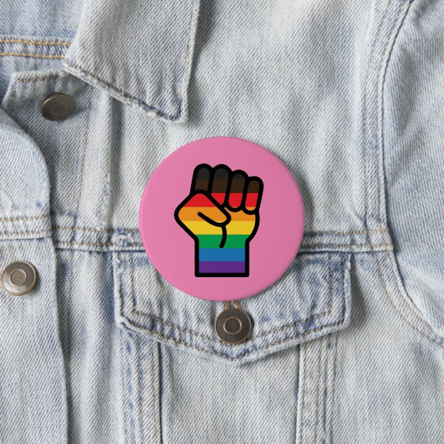 Gay Pride Fist Button (In Situ)