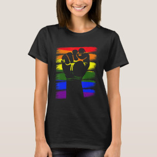 Gay Pride Fist Lgbt Q Cool Rainbow Flag Color Ally T-Shirt